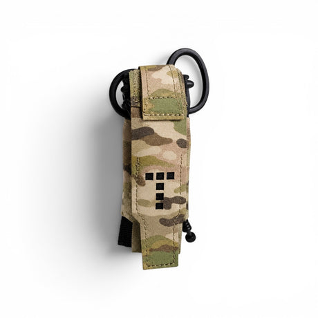 Krieger tourniquet pouch in Multicam, laser-cut MOLLE with open-top rapid access