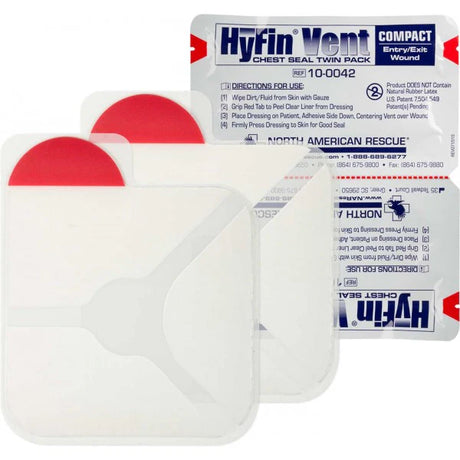 HyFin Vent Compact chest seal twin pack for entry and exit penetrating chest wounds