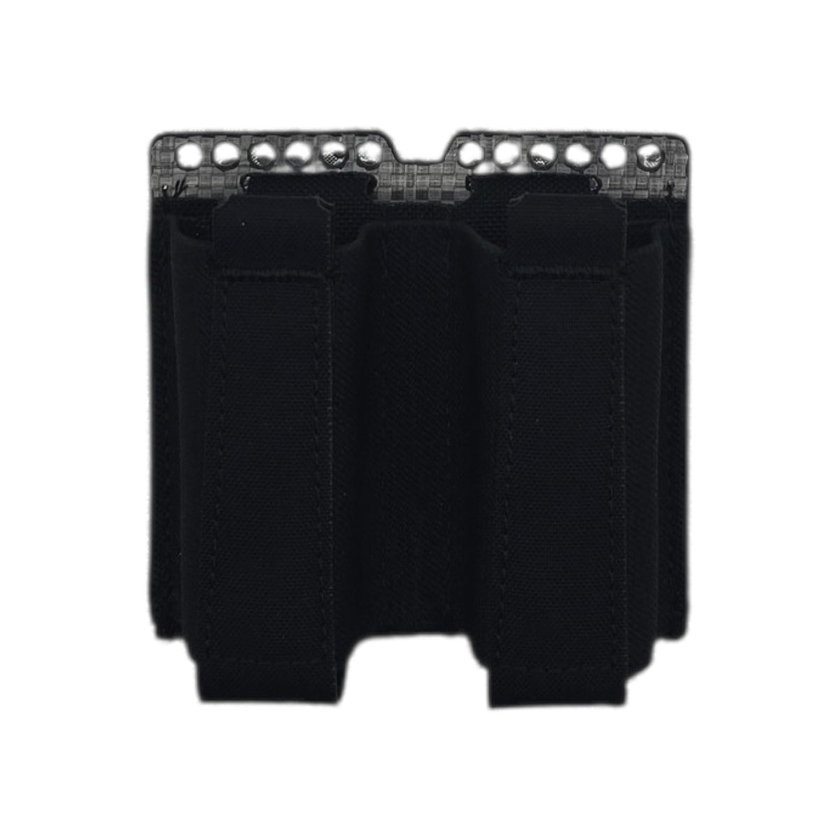 Krieger Elastic Double Pistol Mag Pouch in Black, front view, empty