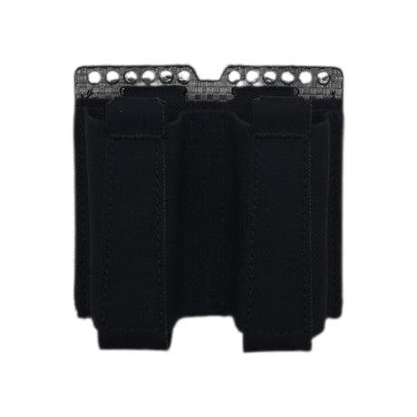 Krieger Elastic Double Pistol Mag Pouch in Black, front view, empty