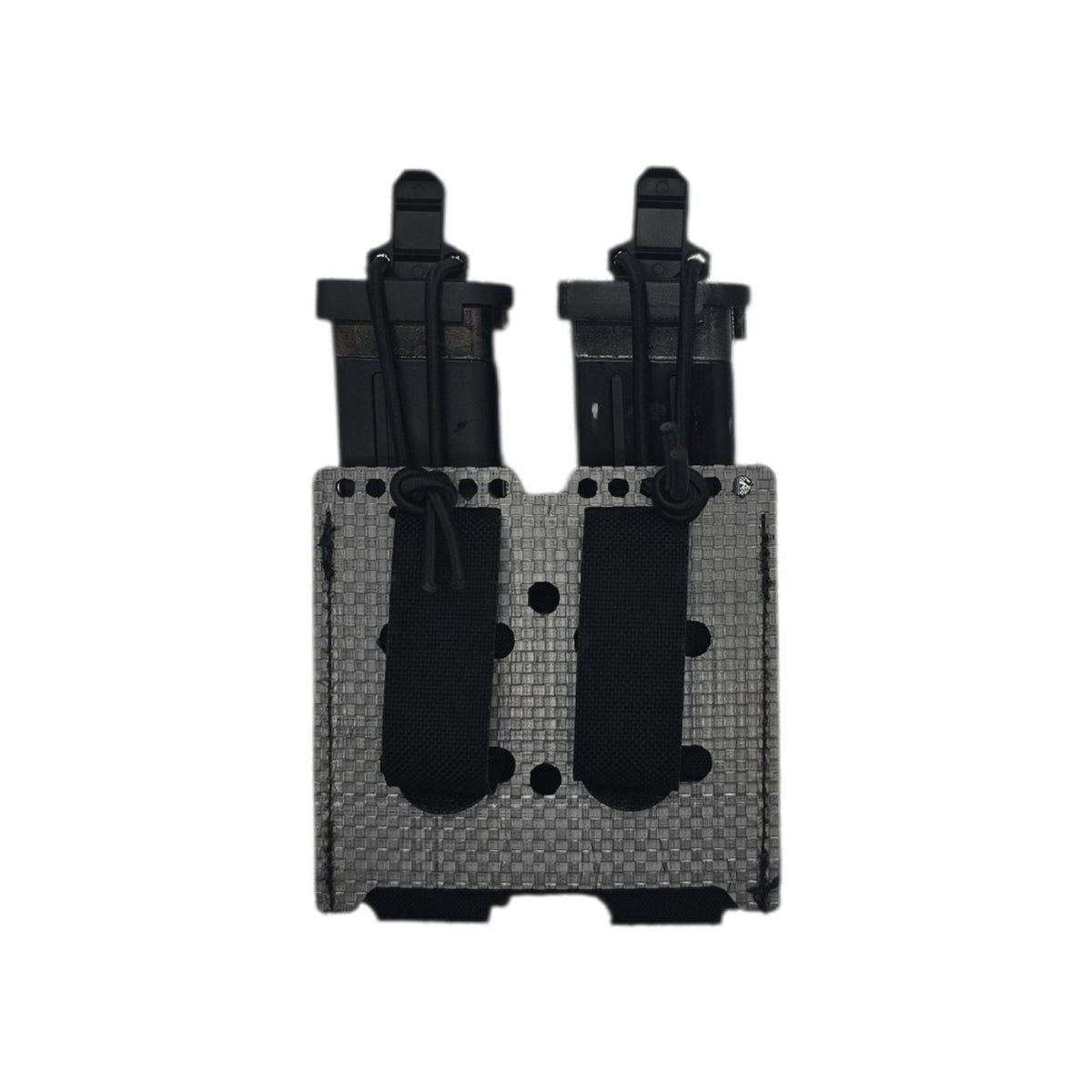 TEGRIS thermoplastic backer on the black double pistol mag pouch, loaded